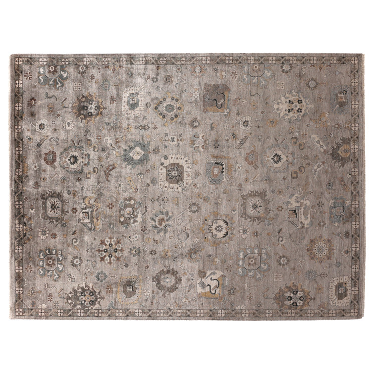 Pewter Elegance 8' x 10' Hand-Knotted Viscose-Cotton-Silk Rug