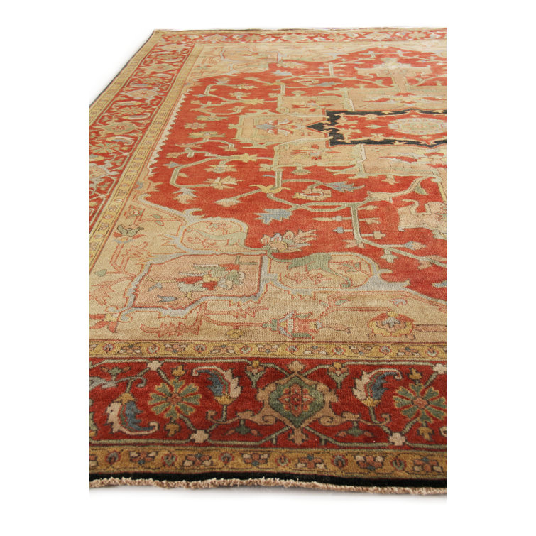 Elegant Serapi Hand-Knotted Wool Rectangular Rug in Red, 8' x 10'
