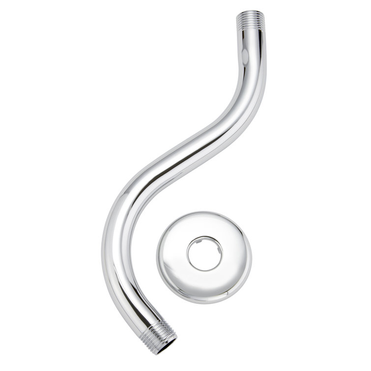 S-Shaped Chrome Wall Mounted Shower Arm with Flange
