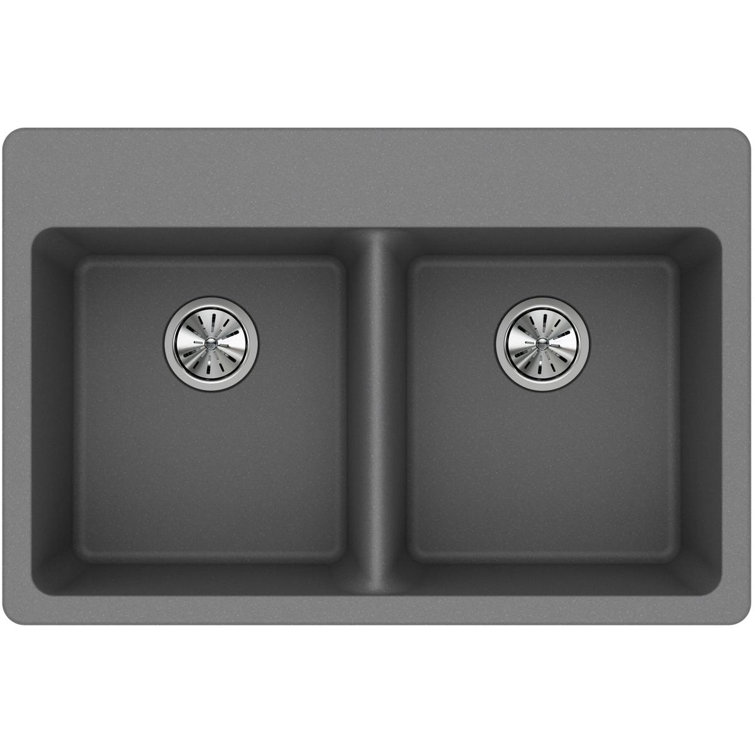 Greystone Quartz Double Bowl Drop-In Kitchen Sink