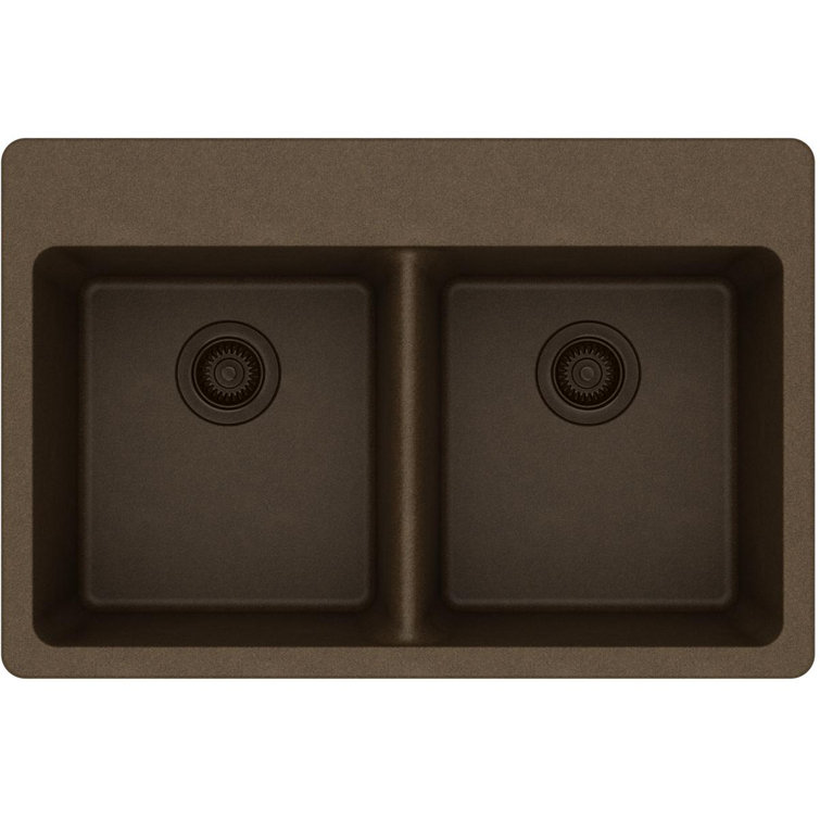 Mocha Double Bowl Drop-In Stone Kitchen Sink