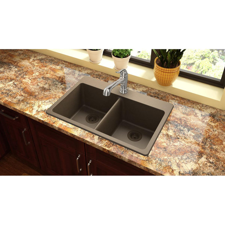 Mocha Double Bowl Drop-In Stone Kitchen Sink