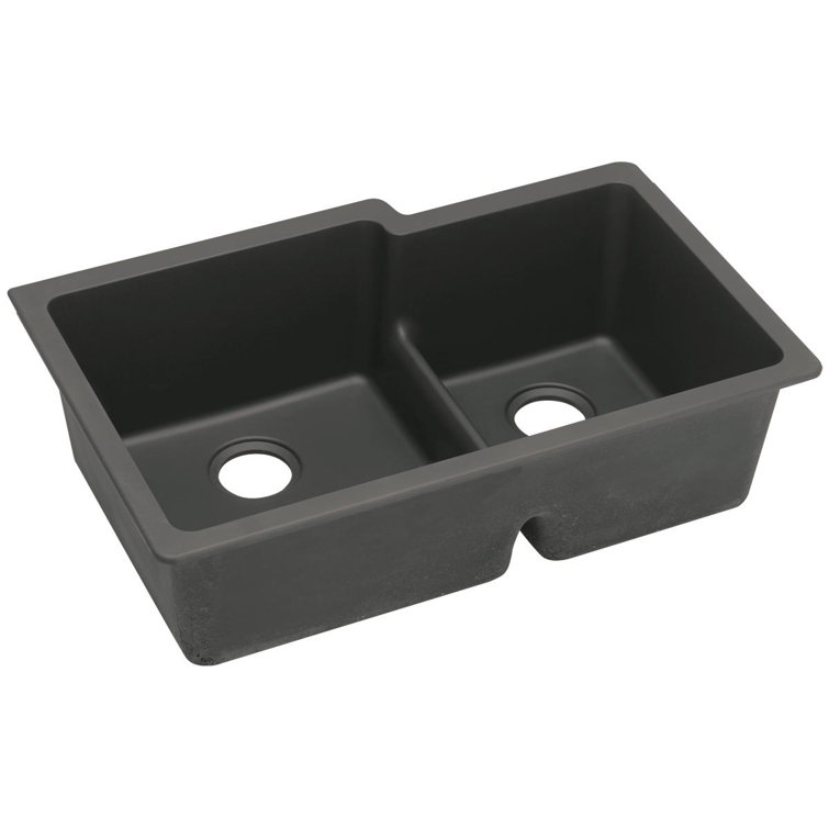 Black Quartz Double Bowl Undermount Kitchen Sink