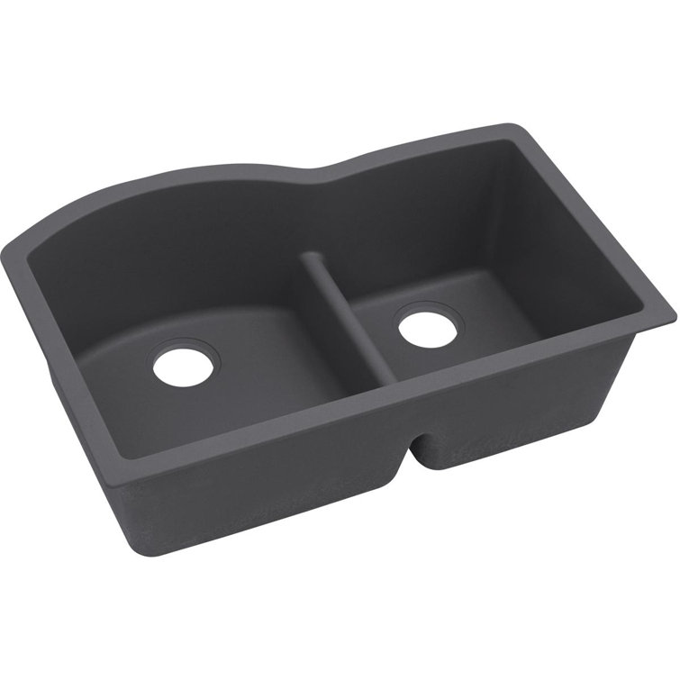 Charcoal Quartz Double Bowl Undermount Kitchen Sink
