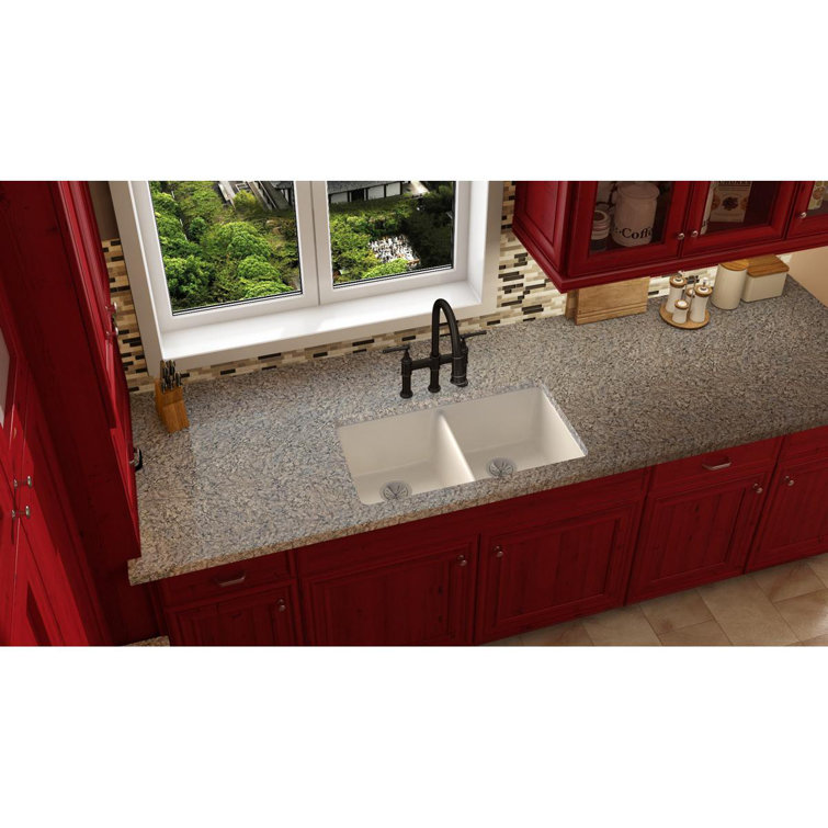 Ricotta White Quartz Double Bowl Drop-in Kitchen Sink