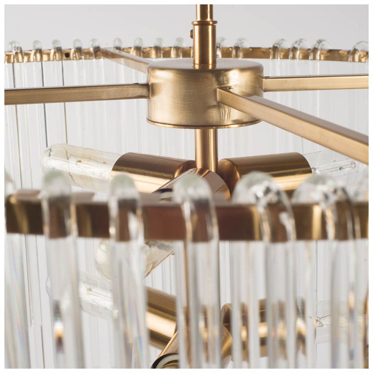 Elsa Frosted Glass and Brass Drum Chandelier