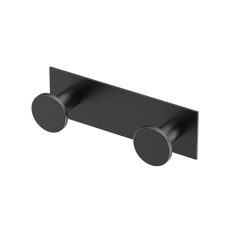Matte Black Double Hook Wall Mount with Rectangular Base