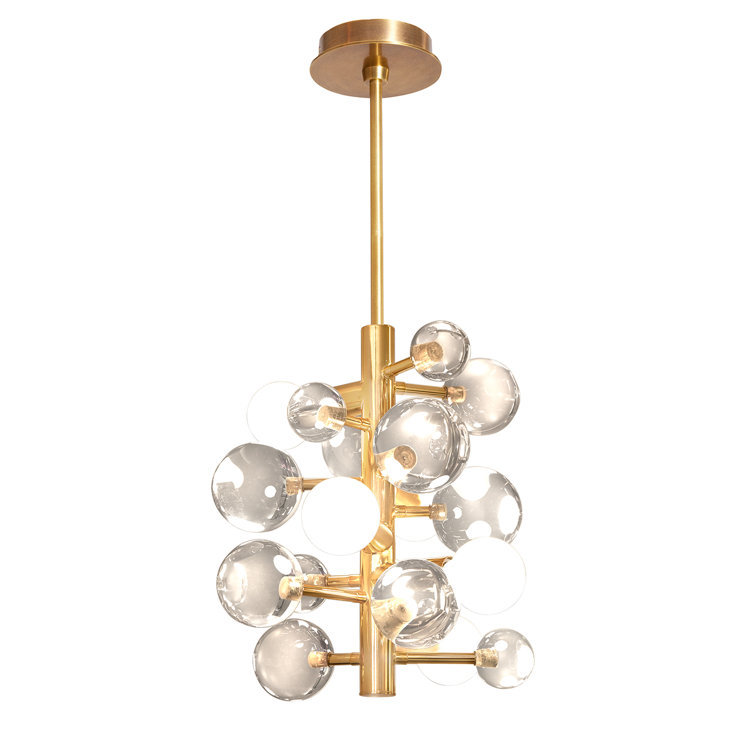 Clear Antique Brass Sputnik 5-Light Chandelier