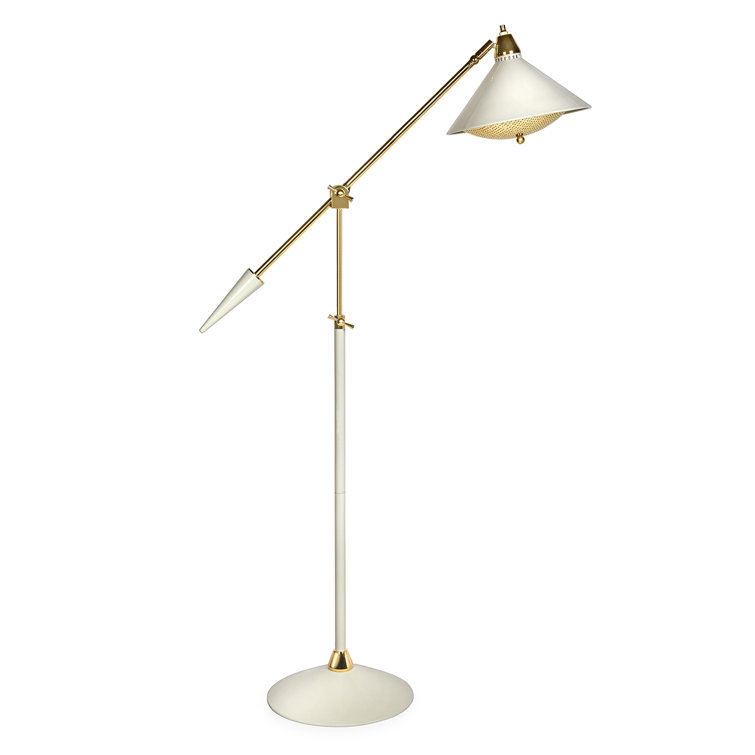 Adjustable White Brass Edison Task Floor Lamp