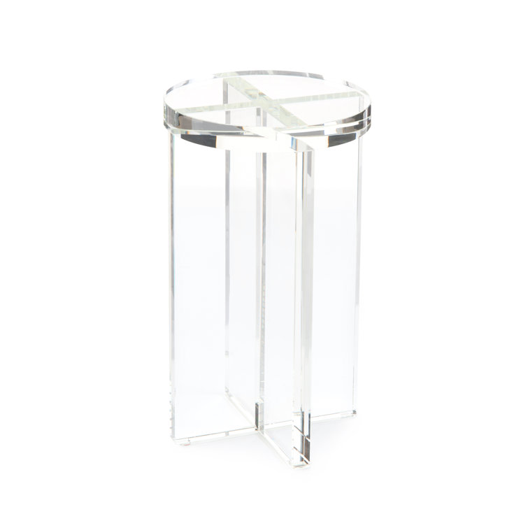 Crystal Elegance 12" Round Glass Top Side Table
