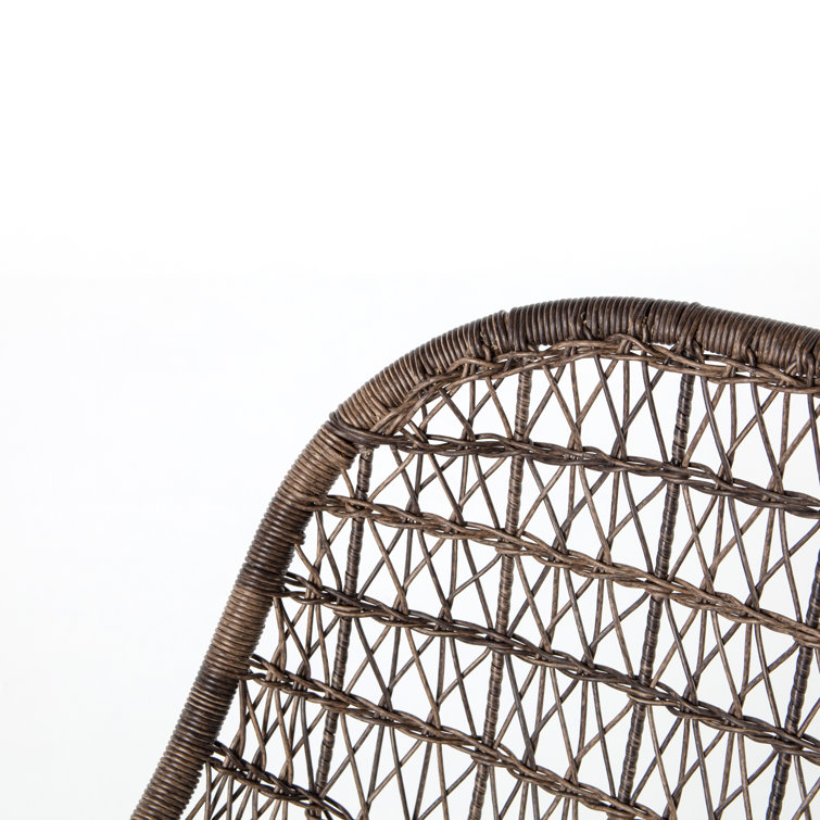 Brown Wicker and Iron Outdoor Dining Armchair