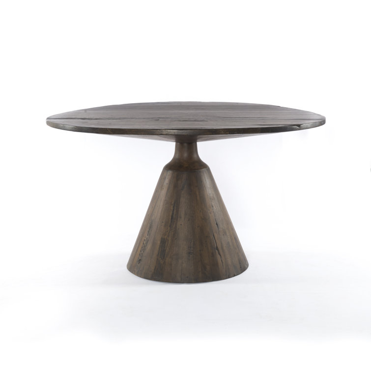 Reclaimed Wood & Marble Round Rustic Dining Table for Six