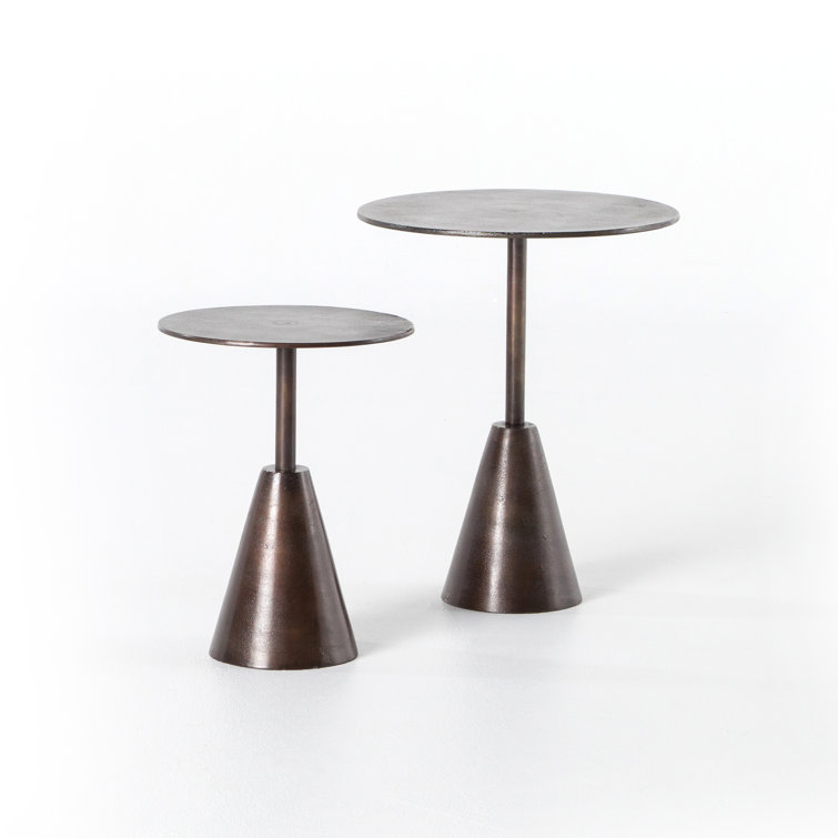 Antique Rust Aluminum Round Nesting End Tables Set