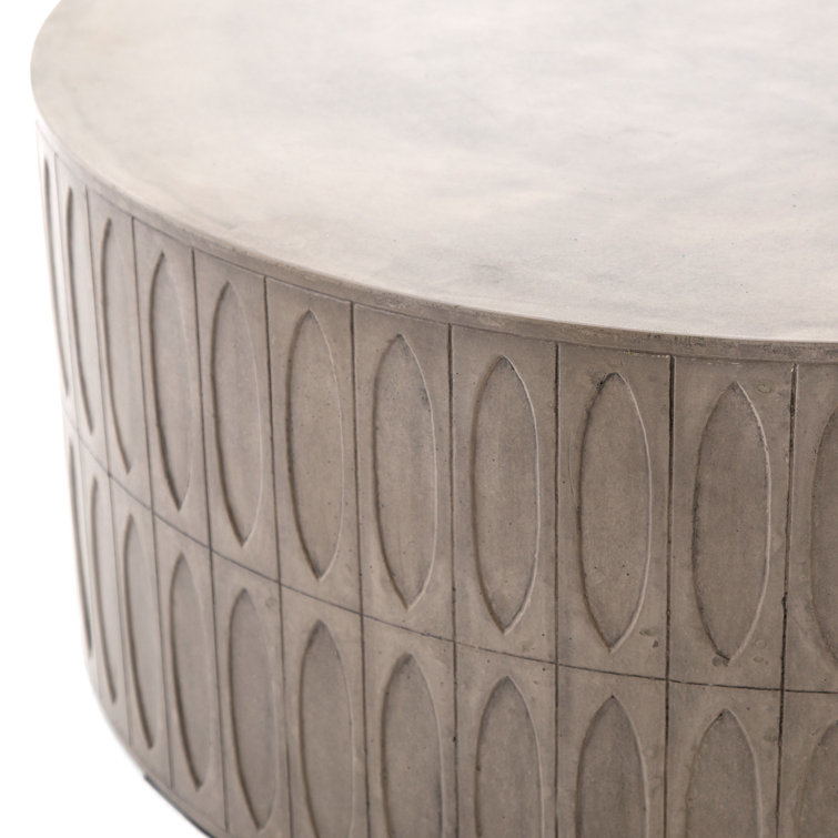 Colorado Contemporary Round Drum Coffee Table in Dark Grey