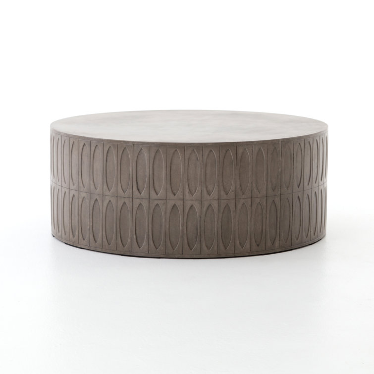 Colorado Contemporary Round Drum Coffee Table in Dark Grey