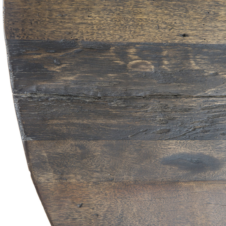 Reclaimed Wood & Marble Round Rustic Dining Table for Six