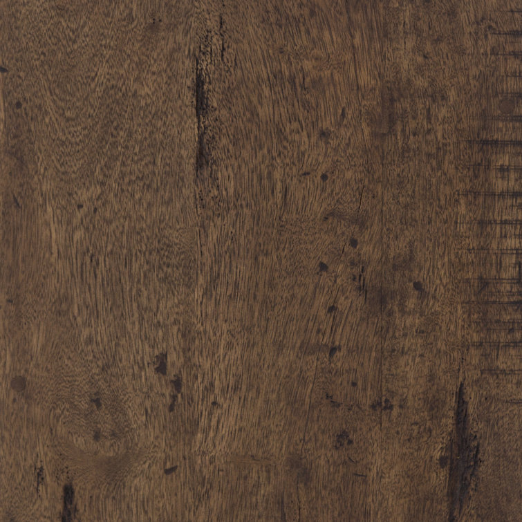 Round Brown and Gray Reclaimed Wood and Marble Dining Table