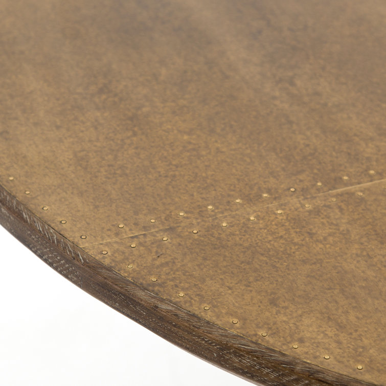 42" Round Reclaimed Wood and Marble Dining Table