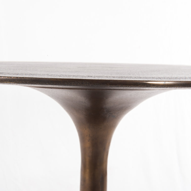 Antique Gold Round Aluminum Tulip Side Table