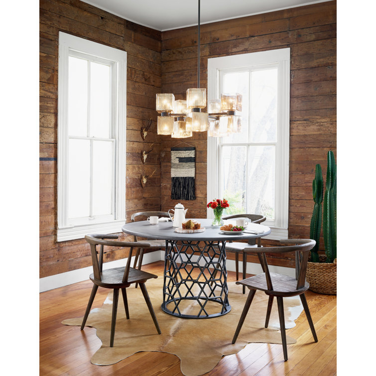 Ava Industrial Black and Gray 31" Plug-in Chandelier
