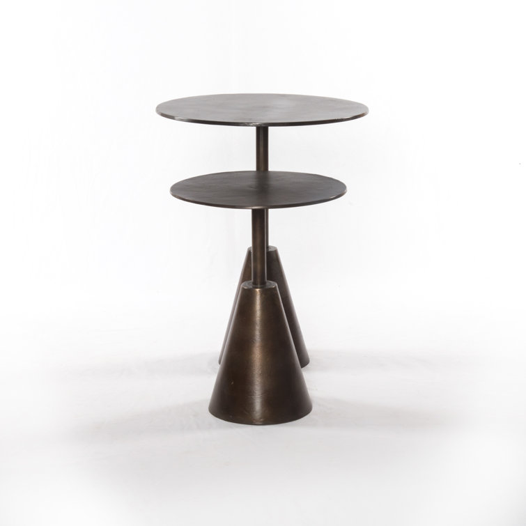Antique Rust Aluminum Round Nesting End Tables Set
