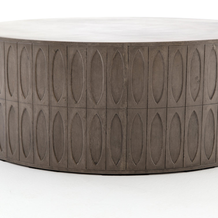 Colorado Contemporary Round Drum Coffee Table in Dark Grey