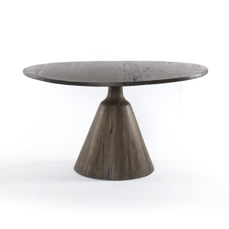 Reclaimed Wood & Marble Round Rustic Dining Table for Six