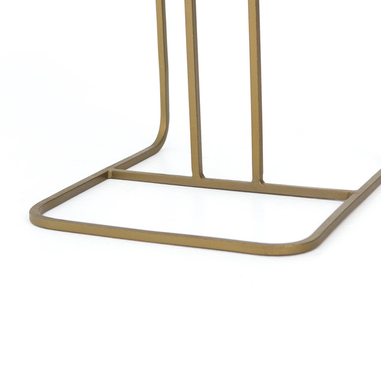 Marlow Polished White Marble and Matte Brass C-Table, 15x19x23 in