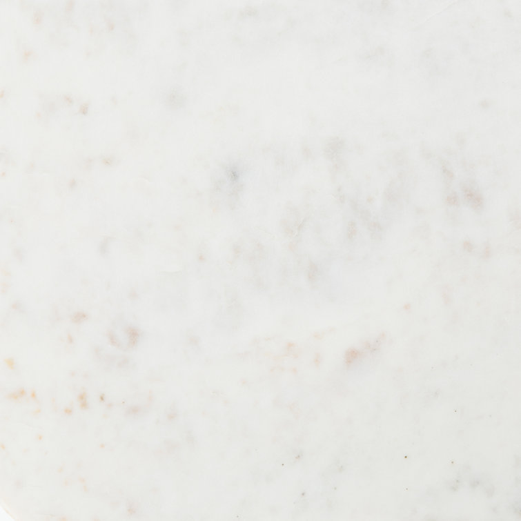 Marlow Polished White Marble and Matte Brass C-Table, 15x19x23 in