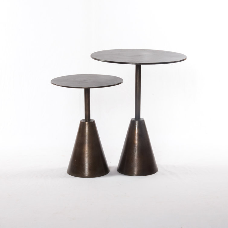 Antique Rust Aluminum Round Nesting End Tables Set