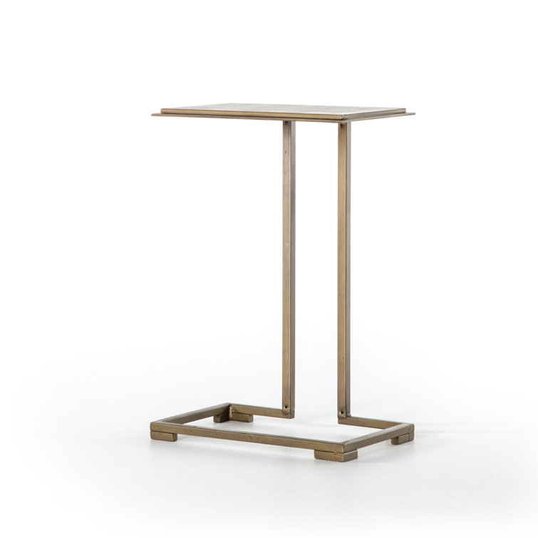 Antique Brass 24" Rectangular Metal End Table