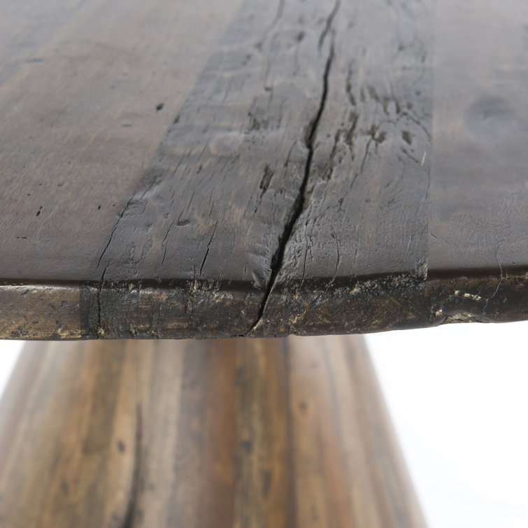 Reclaimed Wood & Marble Round Rustic Dining Table for Six