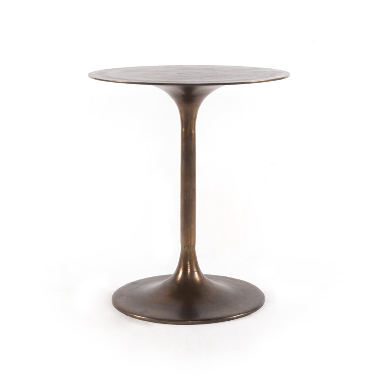 Antique Gold Round Aluminum Tulip Side Table