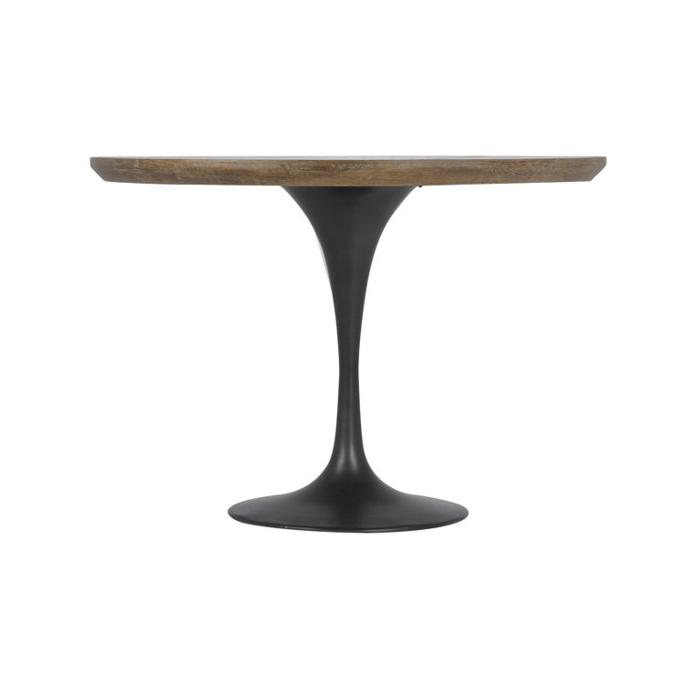 42" Round Reclaimed Wood and Marble Dining Table