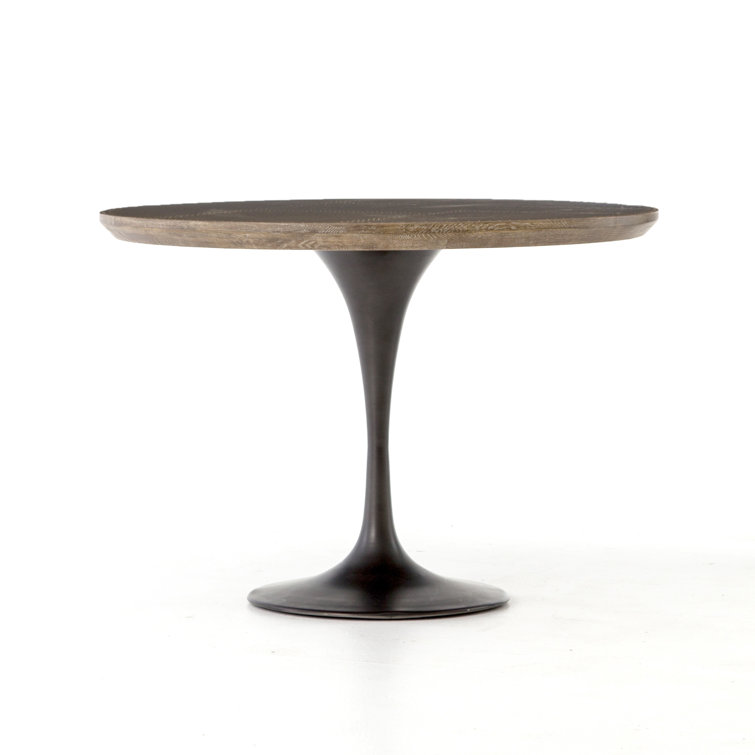 42" Round Reclaimed Wood and Marble Dining Table