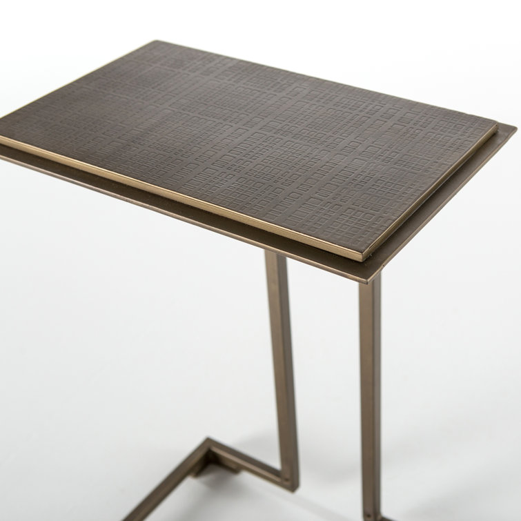 Antique Brass 24" Rectangular Metal End Table