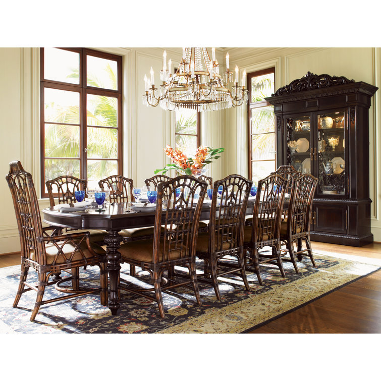 Brown Rattan and Leather Upholstered Arm Chair