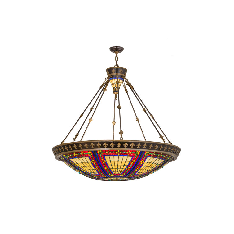 Majestic Fleur-de-Lis 10-Light Mahogany Bronze Inverted Pendant