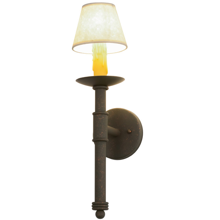 Amada 19" Gilded Tobacco Iron Wall Sconce with Dimmable Amber Light