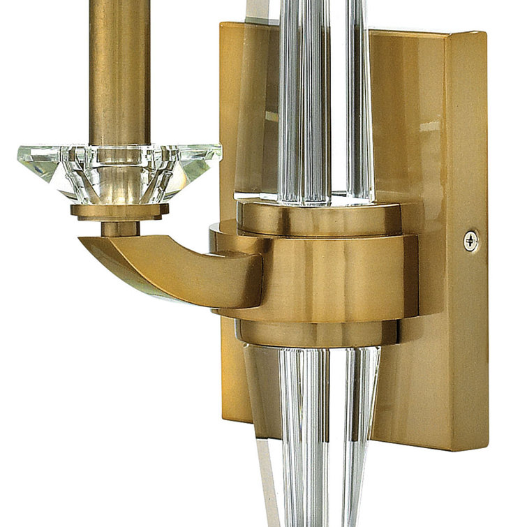 Brushed Caramel Steel 18" Wall Sconce with Crystal Accents