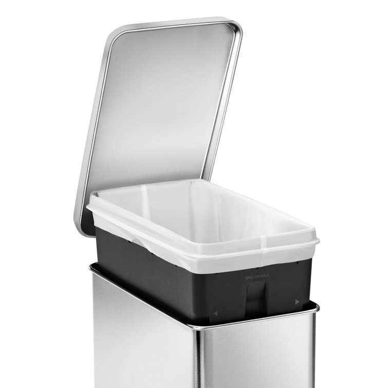 Slim Brushed Stainless Steel 2.6 Gallon Step Trash Can