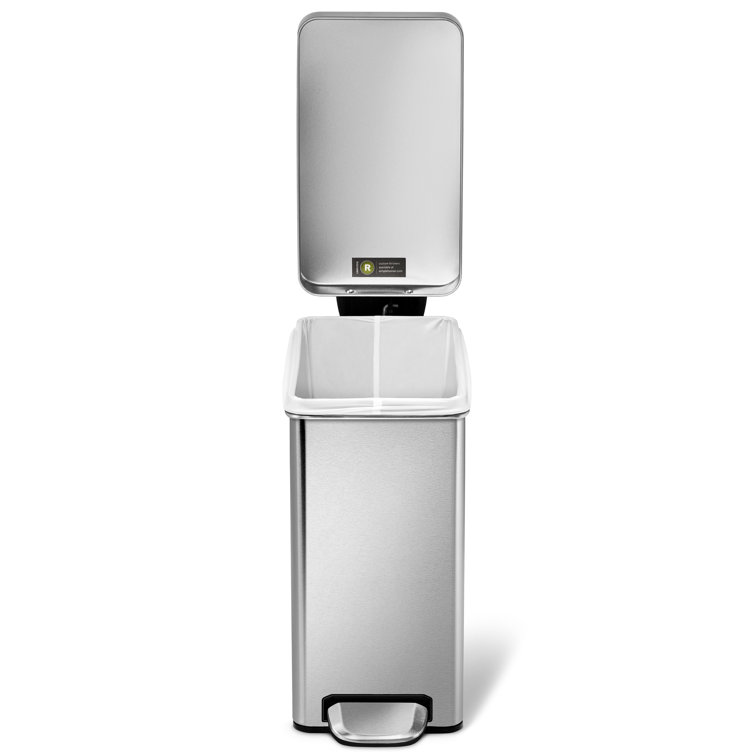 Slim Brushed Stainless Steel 2.6 Gallon Step Trash Can