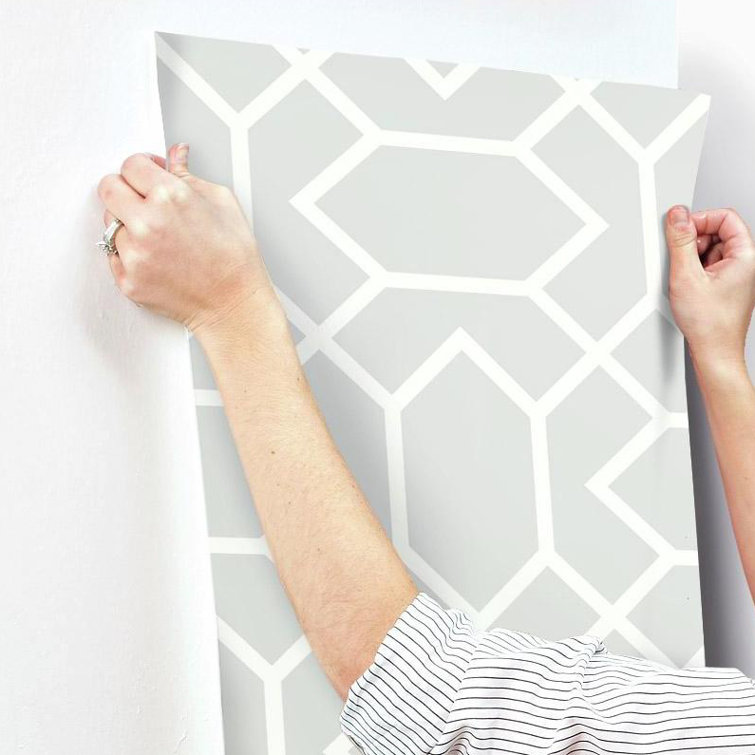 Light Gray Geometric Peel and Stick Vinyl Wallpaper