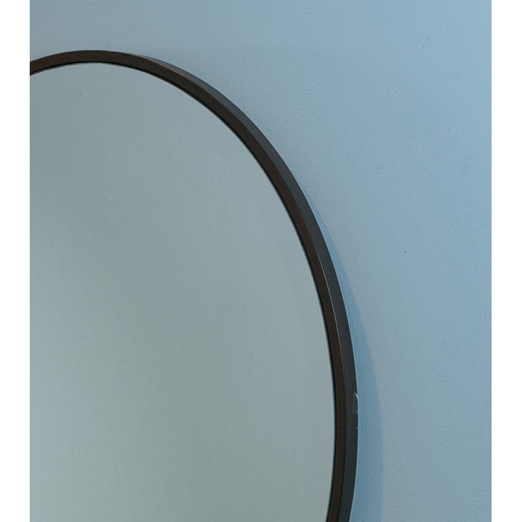 Mocha Oval Wood Wall Mirror with Silver Accents