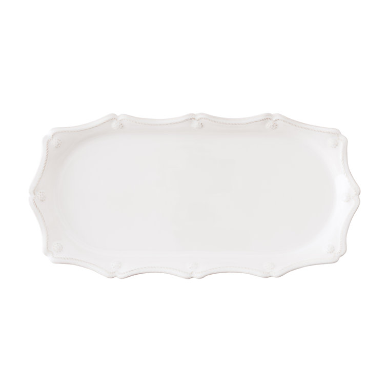 White Floral Ceramic Stoneware Serving Platter