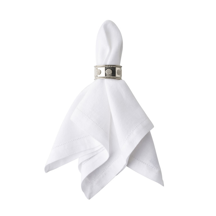 Luminous Silver Floral Motif Textured Napkin Rings