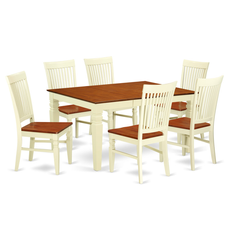 Buttermilk and Cherry 7-Piece Solid Wood Extendable Dining Set