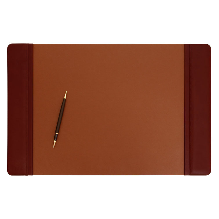 Mocha Leather Rectangular Desk Pad with Felt Backing