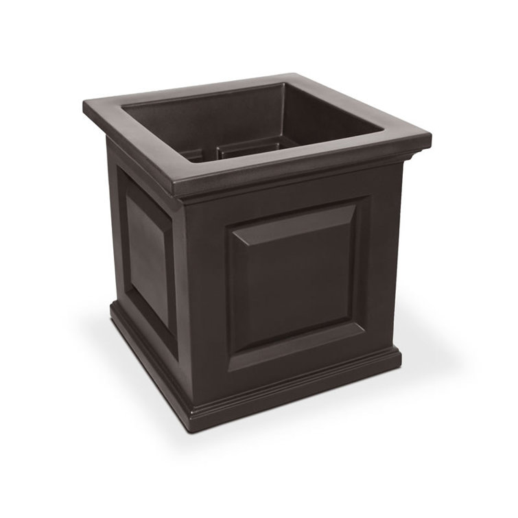 Nantucket Espresso 16" Square Self-Watering Polyethylene Planter