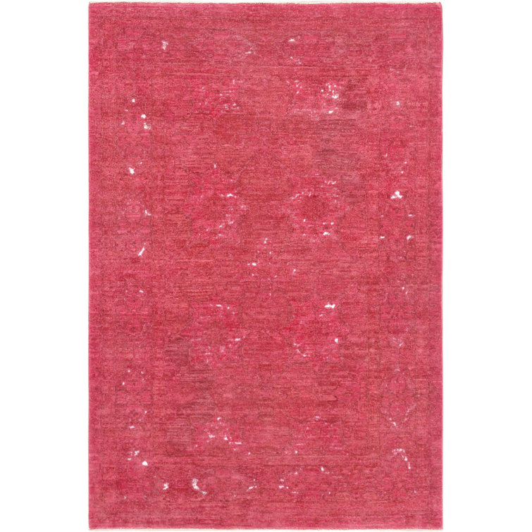 Handmade Hand-Knotted Red Wool 4' x 6' Area Rug